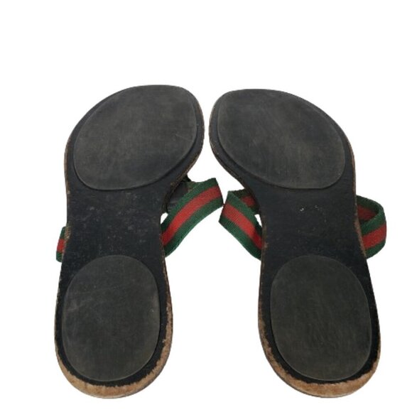 Gucci GG Web Stripe Thong Flip Flop Sandals - Picture 7 of 9